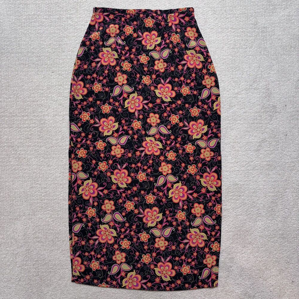 VTG 90s We Too Sportswear Midi Skirt Floral Whimsigoth Grunge Psychedelic Sz 5